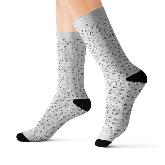 SHEET MUSIC CREW SOCKS —Women's Novelty Crew Socks with Sheet Music Pattern | WOMEN SIZE MEDIUM