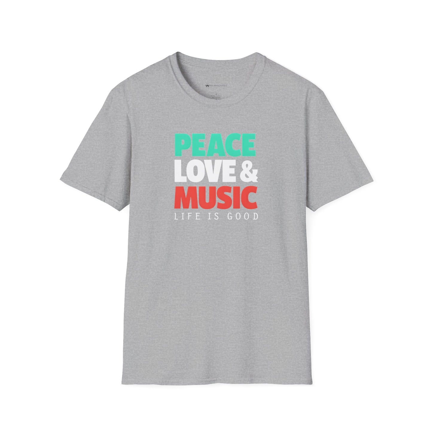 PEACE - LOVE & MUSIC - LIFE IS GOOD  | T-SHIRT - 6 colors - 9 sizes  |  Life if Good Music Lover Graphic Tee