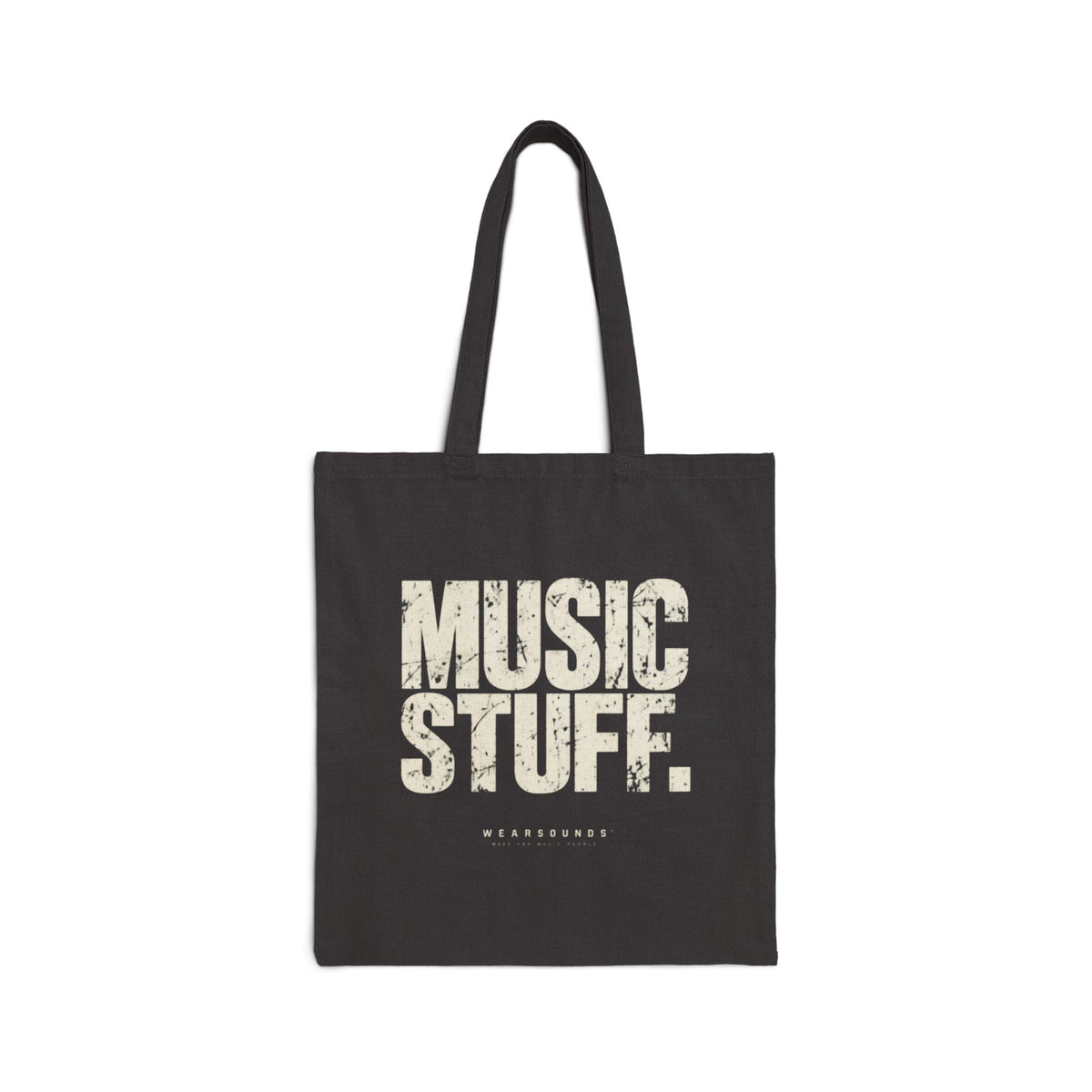 Music Stuff Canvas Tote Bag — Vintage Distressed Typography Music Lover Grocery Tote