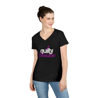 GUILTY PLEASURE |  Lady's V-Neck  | T-SHIRT - 6 colors - 4 sizes | Celebrate your sound with a wink and a vibe.