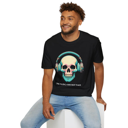 SKELETON HEADPHONES       | T-SHIRT - 3 colors - 9 sizes  | The Music Never Dies Graphic Tee