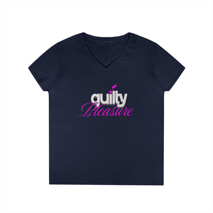 GUILTY PLEASURE |  Lady's V-Neck  | T-SHIRT - 6 colors - 4 sizes | Celebrate your sound with a wink and a vibe.