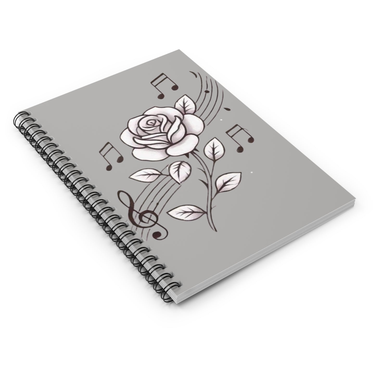 MUSICAL ROSE Spiral Notebook - Ruled Lines, Perfect for Musicians, Students, Gifts, Journaling, Music Lovers