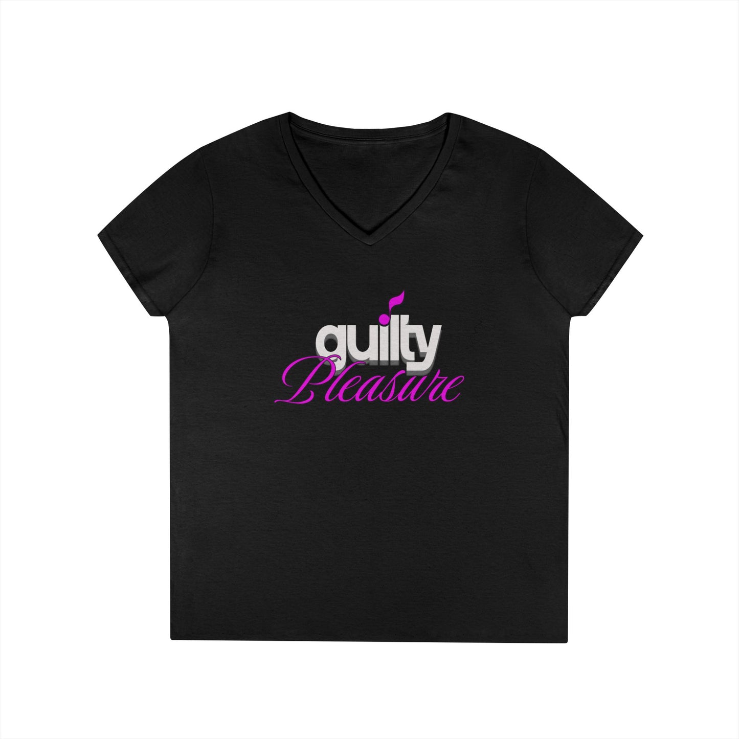 GUILTY PLEASURE |  Lady's V-Neck  | T-SHIRT - 6 colors - 4 sizes | Celebrate your sound with a wink and a vibe.