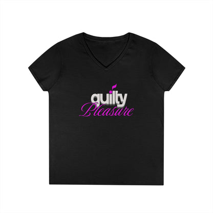 GUILTY PLEASURE |  Lady's V-Neck  | T-SHIRT - 6 colors - 4 sizes | Celebrate your sound with a wink and a vibe.