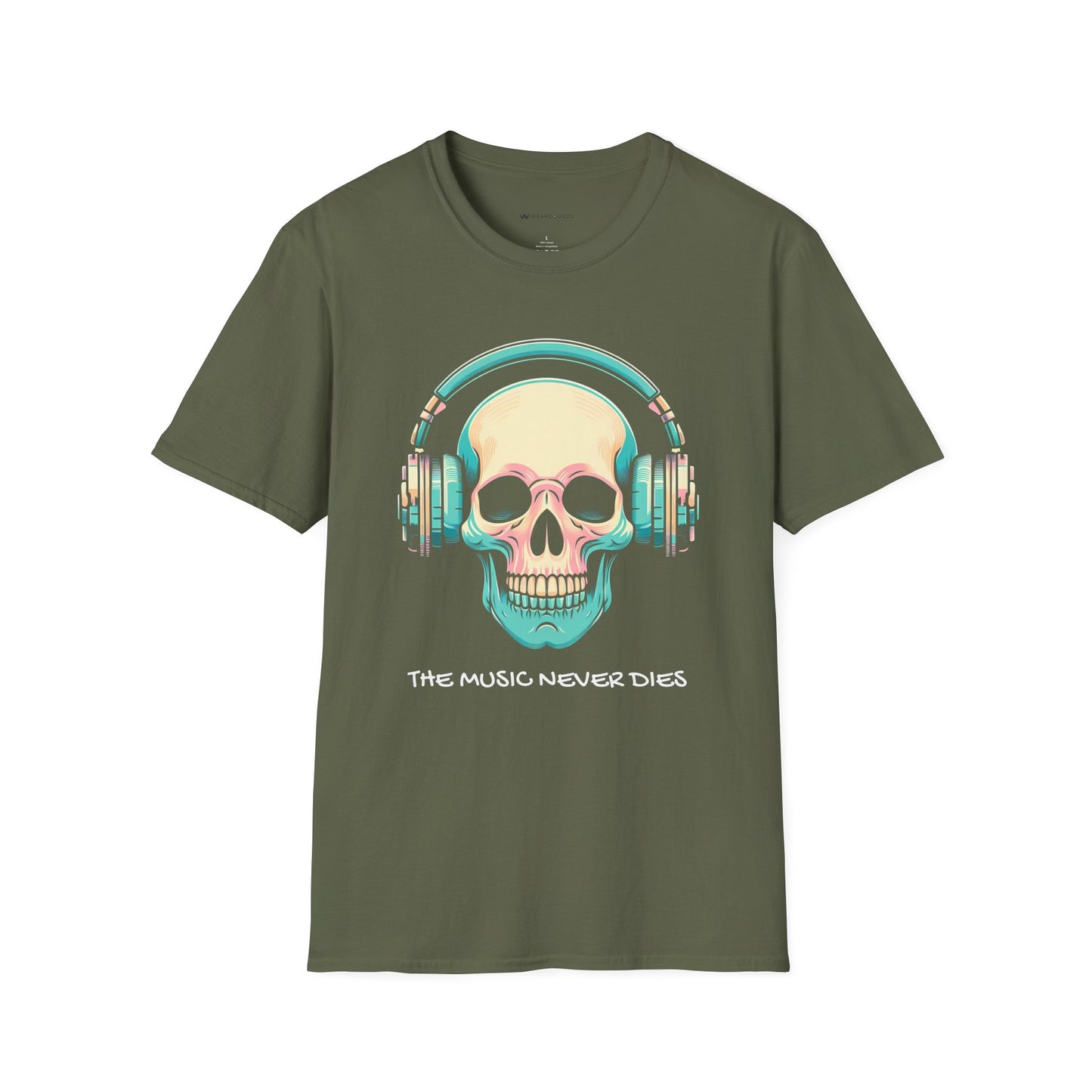 SKELETON HEADPHONES       | T-SHIRT - 3 colors - 9 sizes  | The Music Never Dies Graphic Tee