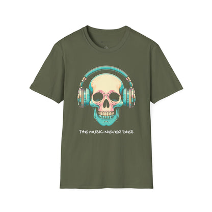 SKELETON HEADPHONES       | T-SHIRT - 3 colors - 9 sizes  | The Music Never Dies Graphic Tee
