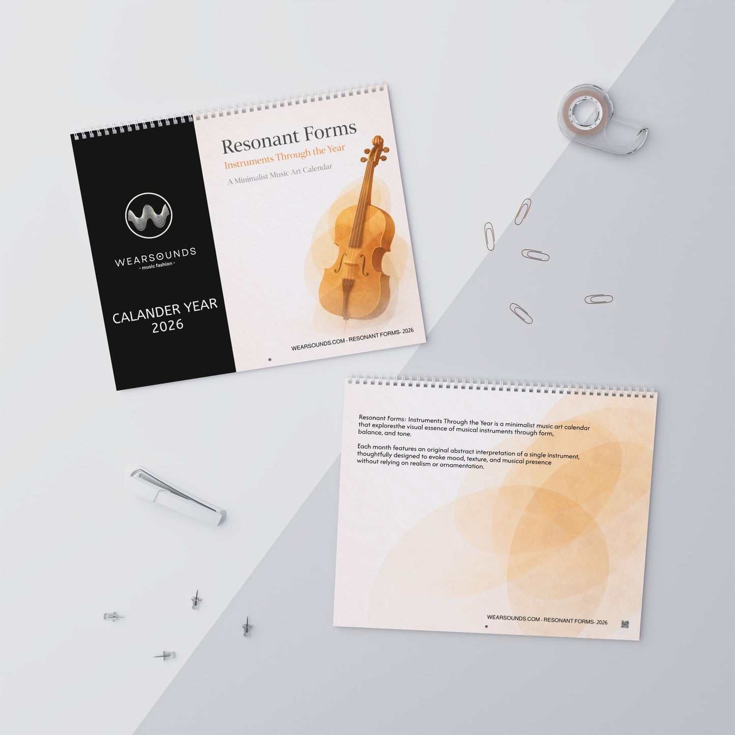 RESONANT FORMS:  Instrument Through the Year - 2026 - Musical Instruments Wall Calendar