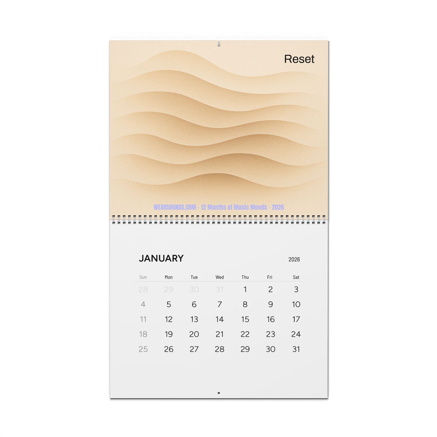 12 MONTHS OF MUSIC MOODS — 2026 Minimalist Wall Calendar