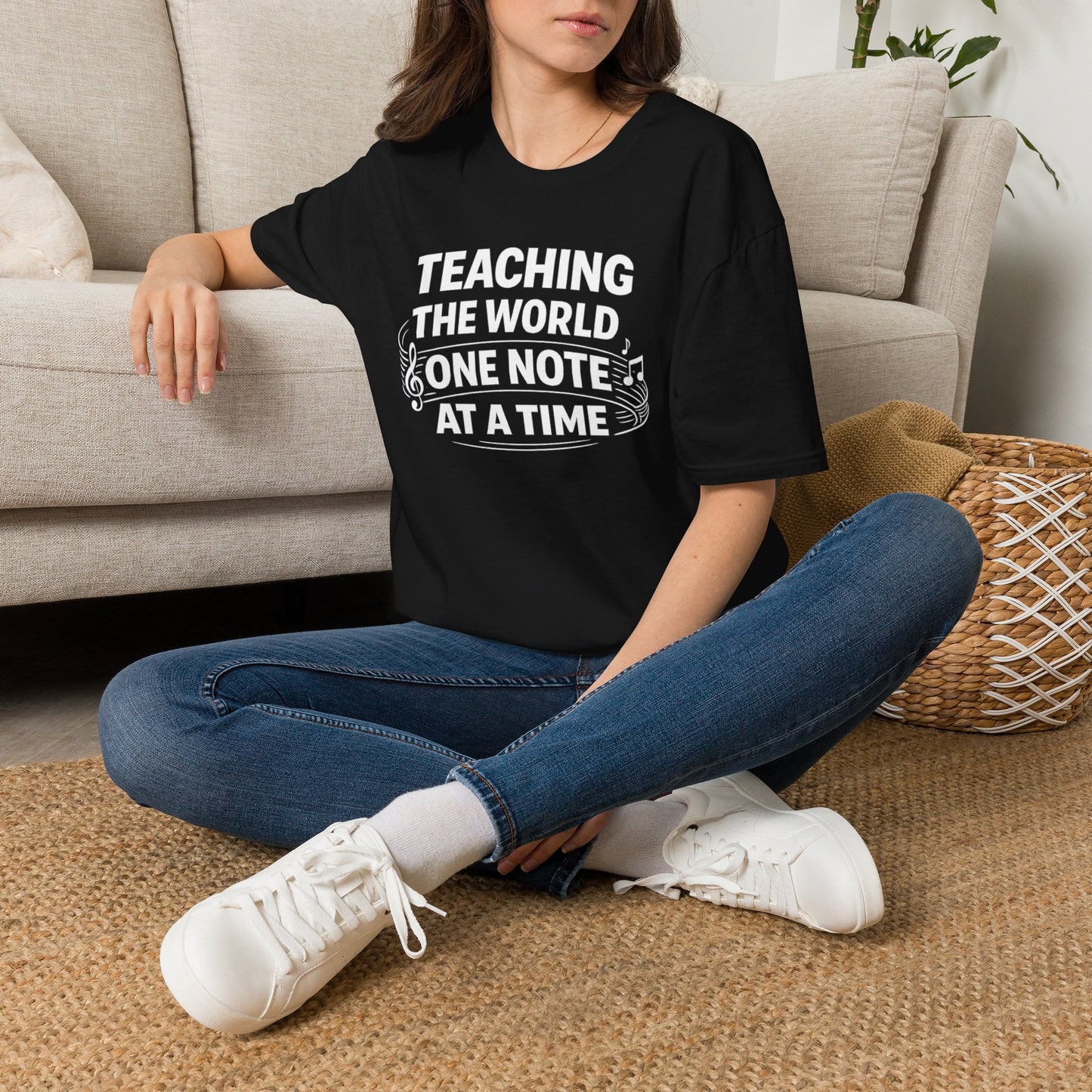 TEACHING THE WORLD ONE NOTE AT A TIME    | T-SHIRT - 7 colors - 9 sizes  |  Music Education Teacher Tee