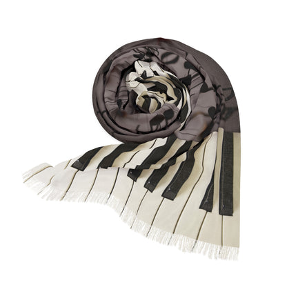 SOUND IN MOTION SCARF — Lightweight Musician Wrap - Piano Keys & flowing Notes Music Art Scarf for Musicians, Pianists & Music Lovers