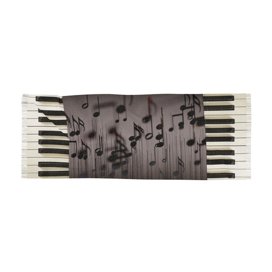 SOUND IN MOTION SCARF — Lightweight Musician Wrap - Piano Keys & flowing Notes Music Art Scarf for Musicians, Pianists & Music Lovers