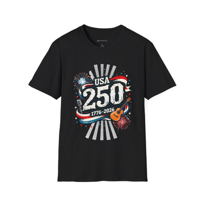 USA 250: THE SOUND OF FREEDOM   | T-SHIRT - 7 colors - 9 sizes  |  Patriotic Anniversary Summer Tee