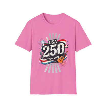 USA 250: THE SOUND OF FREEDOM   | T-SHIRT - 7 colors - 9 sizes  |  Patriotic Anniversary Summer Tee