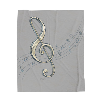 MUSICAL WHIMISCAL NOTES Velveteen Plush Blanket | Cozy Gift for Music Lovers, Home Decor, Birthday, Relaxation, Concerts | 2 SIZES
