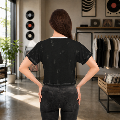 Music Notes Crop Tee - Subtle Notation Shirt for Music Lovers