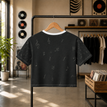 Music Notes Crop Tee - Subtle Notation Shirt for Music Lovers