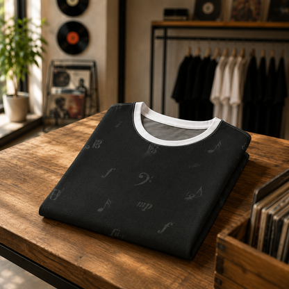 Music Notes Crop Tee - Subtle Notation Shirt for Music Lovers