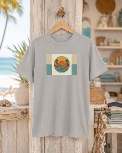 SUNSET WAVE T-SHIRT—Vintage Coastal Summer Wave Tee