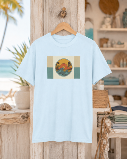 SUNSET WAVE T-SHIRT—Vintage Coastal Summer Wave Tee