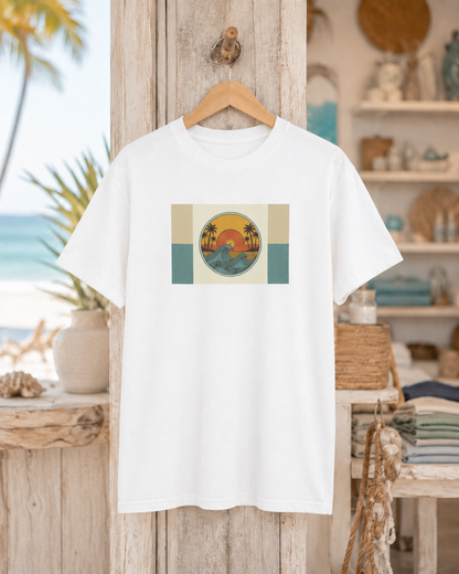 SUNSET WAVE T-SHIRT—Vintage Coastal Summer Wave Tee