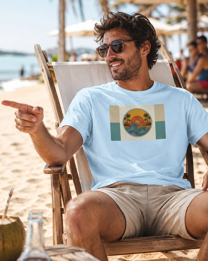 SUNSET WAVE T-SHIRT—Vintage Coastal Summer Wave Tee