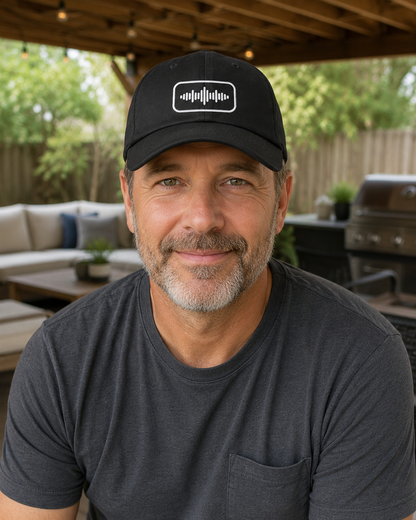 Soundwave Dad Hat – Minimal Audio Waveform Embroidered Cap