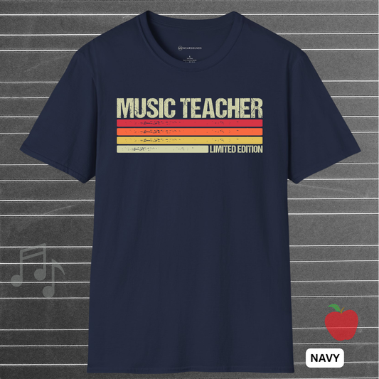 MUSIC TEACHER LIMITED EDITION  | T-SHIRT - 7 colors - 9 sizes  |  Vintage Music Teacher Tee