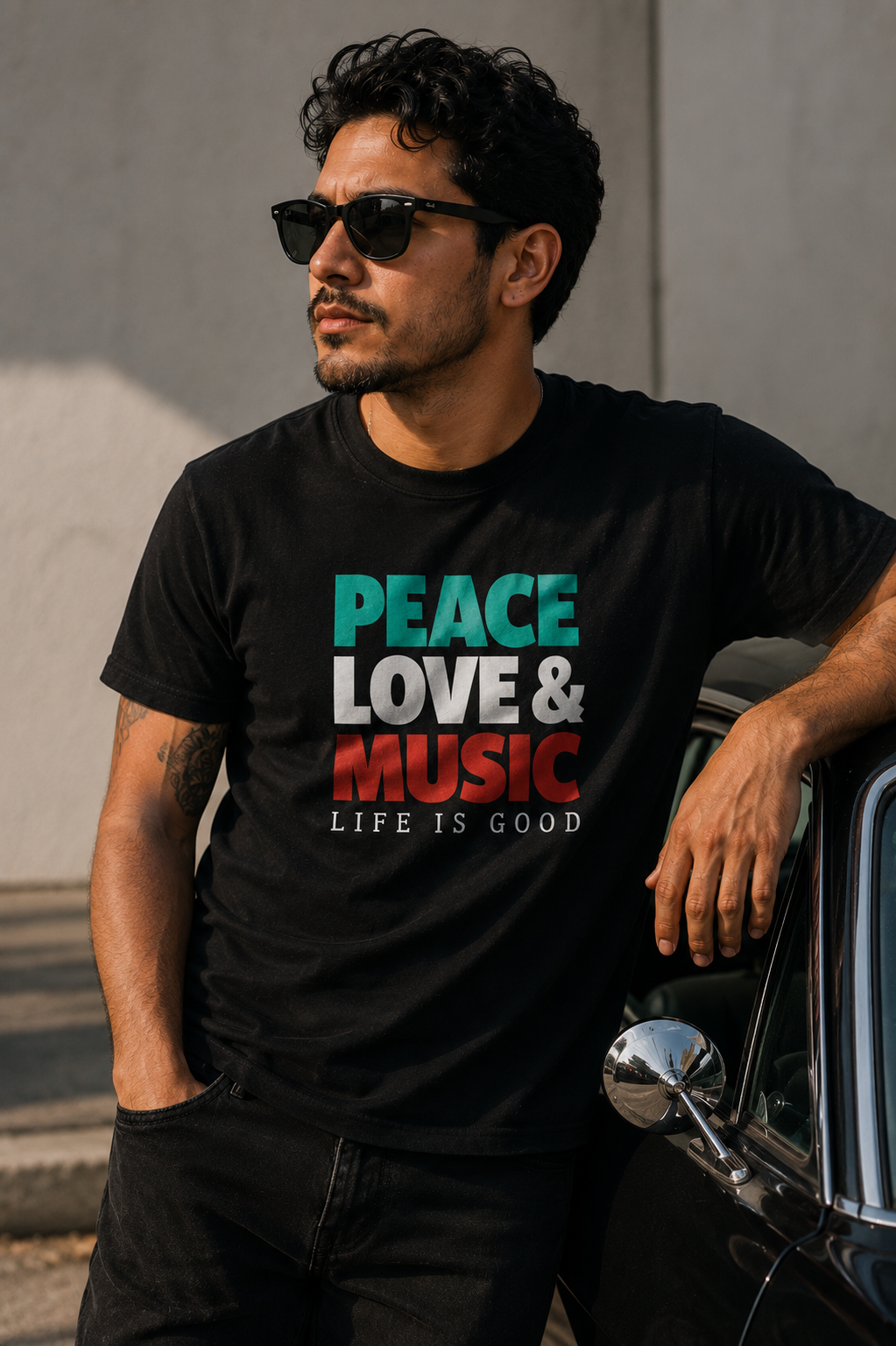 PEACE - LOVE & MUSIC - LIFE IS GOOD  | T-SHIRT - 6 colors - 9 sizes  |  Life if Good Music Lover Graphic Tee