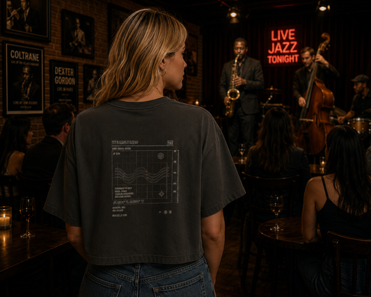 SIGNAL GRID TEE |  Women's Boxy Tee - Chest Graphic/Back Graphic |  WEARSOUNDS Streetwear Collection