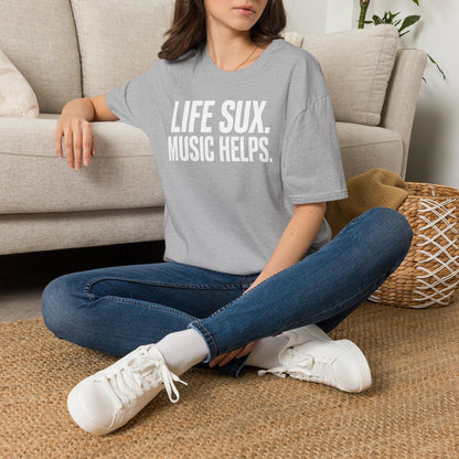 LIFE SUX.  MUSIC HELPS.    | T-SHIRT - 6 colors - 9 sizes  | Music Lover T-Shirt