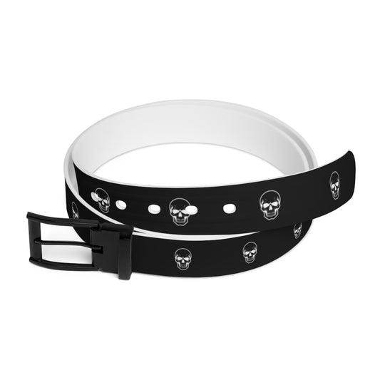 SKULL RHYTHM Accent Belt — Graphic Black Leather Waist Belt for Musicians & Alternative Style
