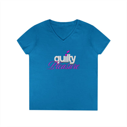 GUILTY PLEASURE |  Lady's V-Neck  | T-SHIRT - 6 colors - 4 sizes | Celebrate your sound with a wink and a vibe.