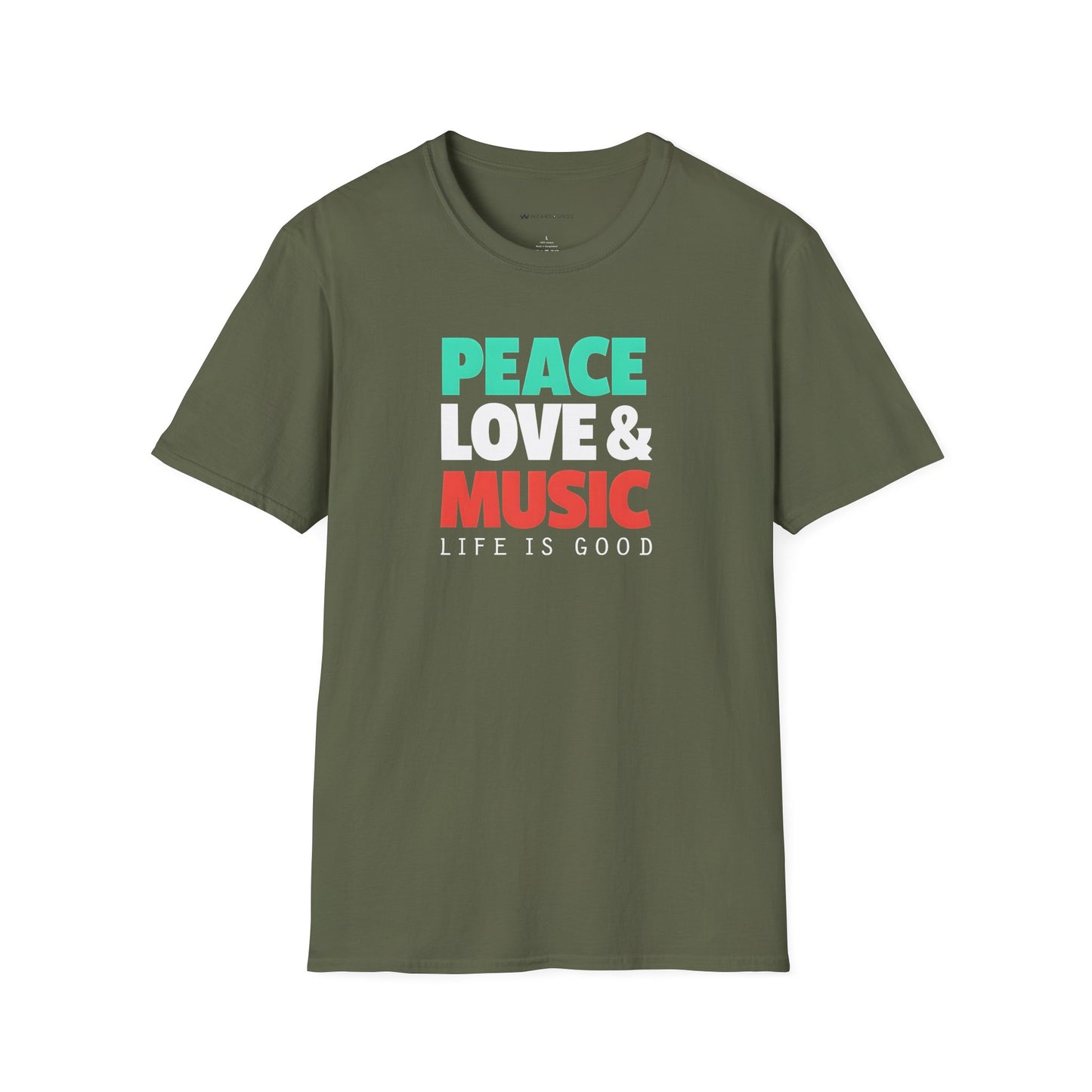 PEACE - LOVE & MUSIC - LIFE IS GOOD  | T-SHIRT - 6 colors - 9 sizes  |  Life if Good Music Lover Graphic Tee