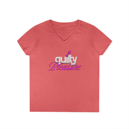 GUILTY PLEASURE |  Lady's V-Neck  | T-SHIRT - 6 colors - 4 sizes | Celebrate your sound with a wink and a vibe.