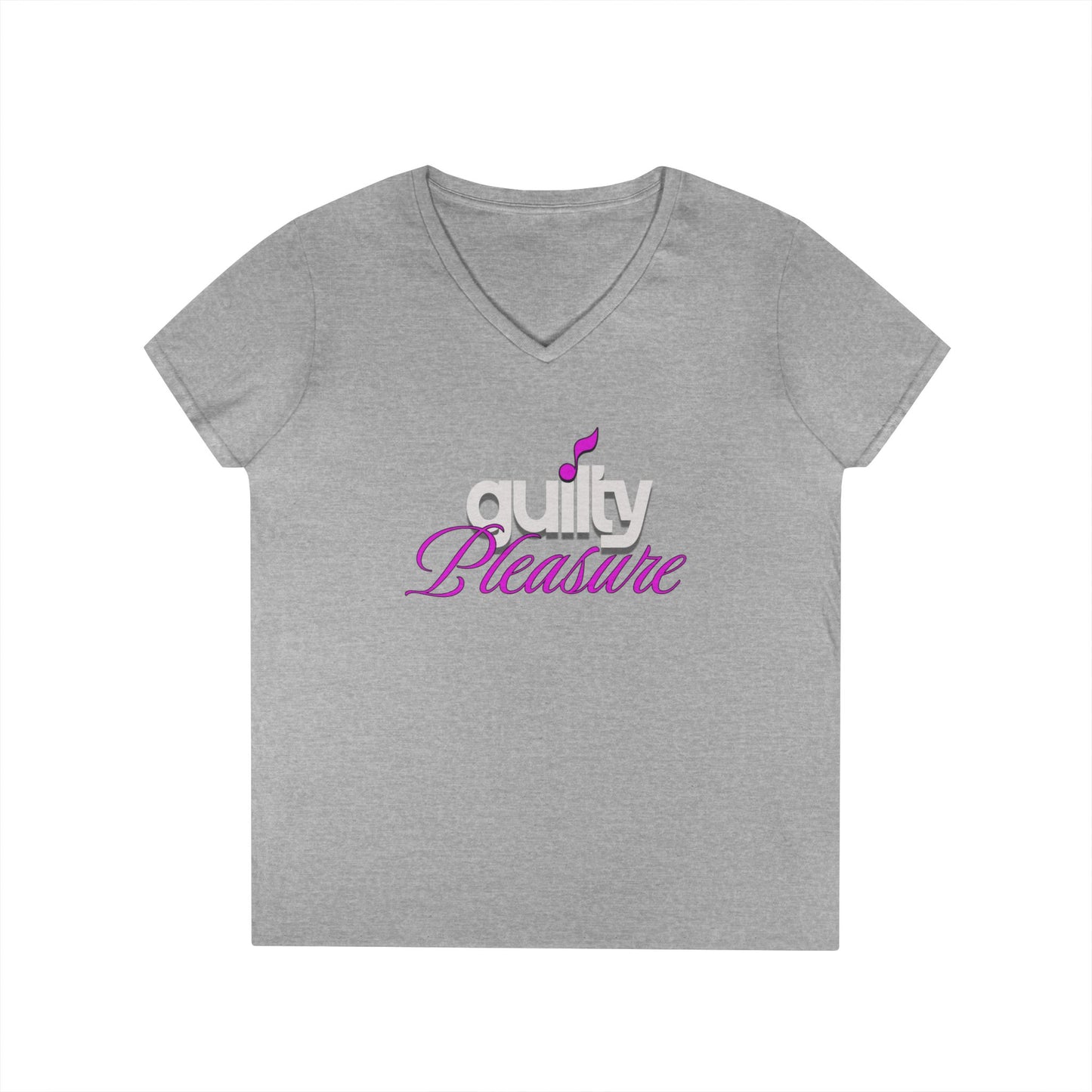 GUILTY PLEASURE |  Lady's V-Neck  | T-SHIRT - 6 colors - 4 sizes | Celebrate your sound with a wink and a vibe.