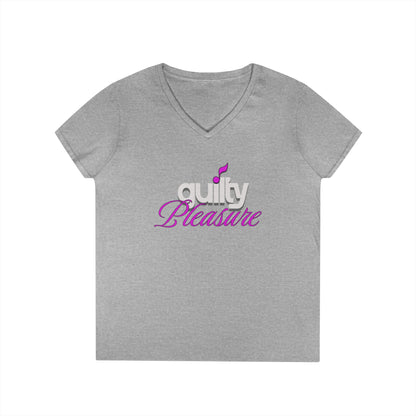 GUILTY PLEASURE |  Lady's V-Neck  | T-SHIRT - 6 colors - 4 sizes | Celebrate your sound with a wink and a vibe.