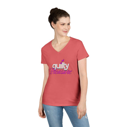 GUILTY PLEASURE |  Lady's V-Neck  | T-SHIRT - 6 colors - 4 sizes | Celebrate your sound with a wink and a vibe.