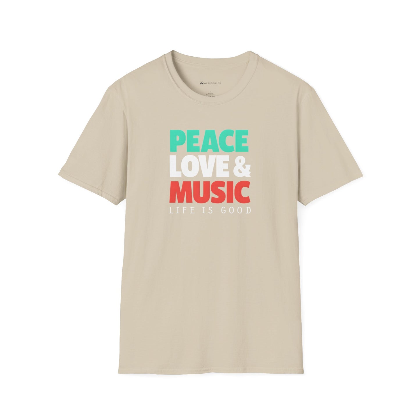 PEACE - LOVE & MUSIC - LIFE IS GOOD  | T-SHIRT - 6 colors - 9 sizes  |  Life if Good Music Lover Graphic Tee