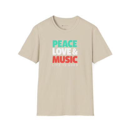 PEACE - LOVE & MUSIC - LIFE IS GOOD  | T-SHIRT - 6 colors - 9 sizes  |  Life if Good Music Lover Graphic Tee