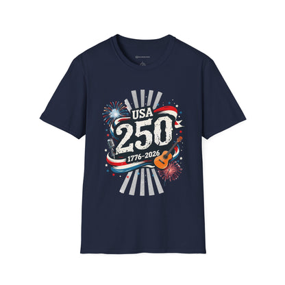 USA 250: THE SOUND OF FREEDOM   | T-SHIRT - 7 colors - 9 sizes  |  Patriotic Anniversary Summer Tee