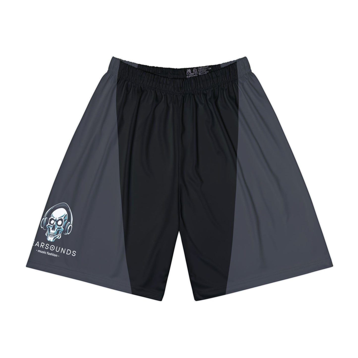 HEADPHONE SKULL Men’s Athletic Shorts — Black & Charcoal Performance Gym Shorts - Upgrade your activewear with music-inspired style — grab your WEARSOUNDS sport shorts today.