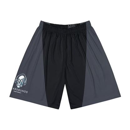 HEADPHONE SKULL Men’s Athletic Shorts — Black & Charcoal Performance Gym Shorts - Upgrade your activewear with music-inspired style — grab your WEARSOUNDS sport shorts today.