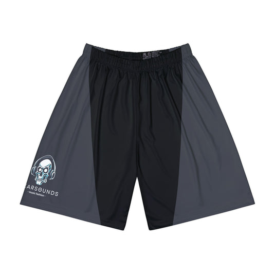 HEADPHONE SKULL Men’s Athletic Shorts — Black & Charcoal Performance Gym Shorts - Upgrade your activewear with music-inspired style — grab your WEARSOUNDS sport shorts today.