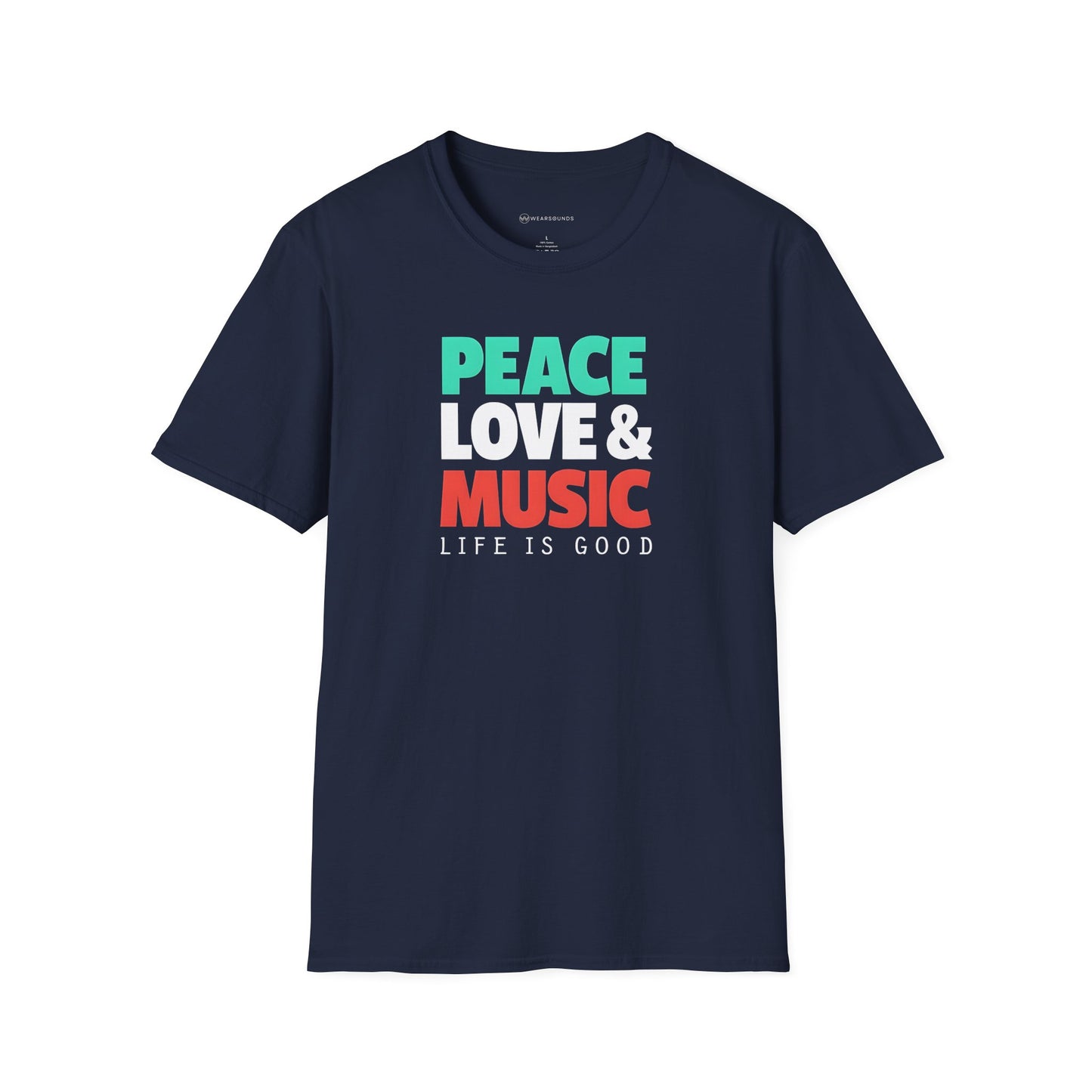 PEACE - LOVE & MUSIC - LIFE IS GOOD  | T-SHIRT - 6 colors - 9 sizes  |  Life if Good Music Lover Graphic Tee