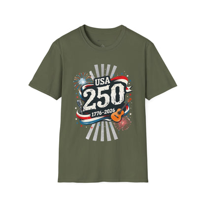 USA 250: THE SOUND OF FREEDOM   | T-SHIRT - 7 colors - 9 sizes  |  Patriotic Anniversary Summer Tee