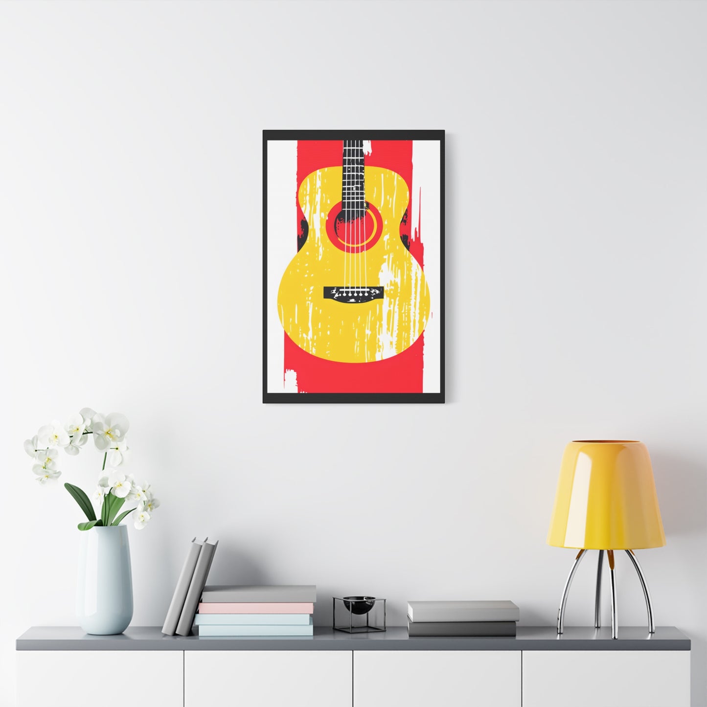 Guitar Blaze - Guitar Art Canvas Print, Music Decor, Acoustic Guitar Wall Art  - 20" x 30" (vertical) - Gift for Musicians, Room Decor, Handmade Home Decor