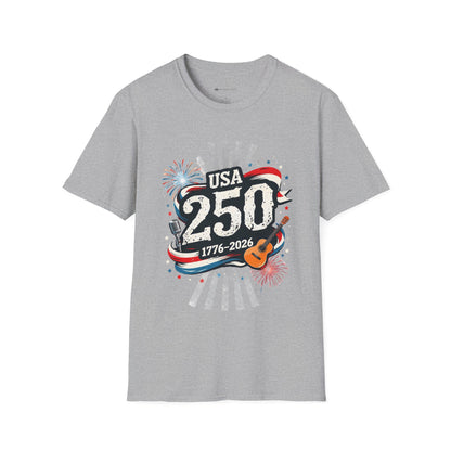 USA 250: THE SOUND OF FREEDOM   | T-SHIRT - 7 colors - 9 sizes  |  Patriotic Anniversary Summer Tee