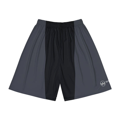HEADPHONE SKULL Men’s Athletic Shorts — Black & Charcoal Performance Gym Shorts - Upgrade your activewear with music-inspired style — grab your WEARSOUNDS sport shorts today.