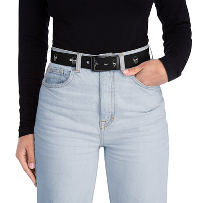 SKULL RHYTHM Accent Belt — Graphic Black Leather Waist Belt for Musicians & Alternative Style